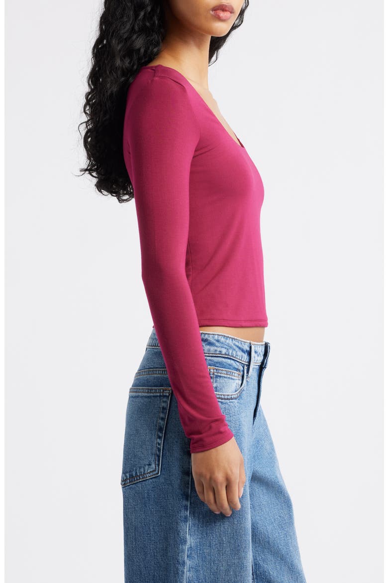 Long Sleeve Square Neck T-Shirt, Alternate, color, BURGUNDY BEET