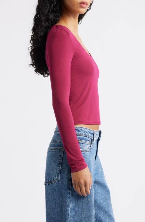 Bp. Long Sleeve Square Neck T-shirt In Purple