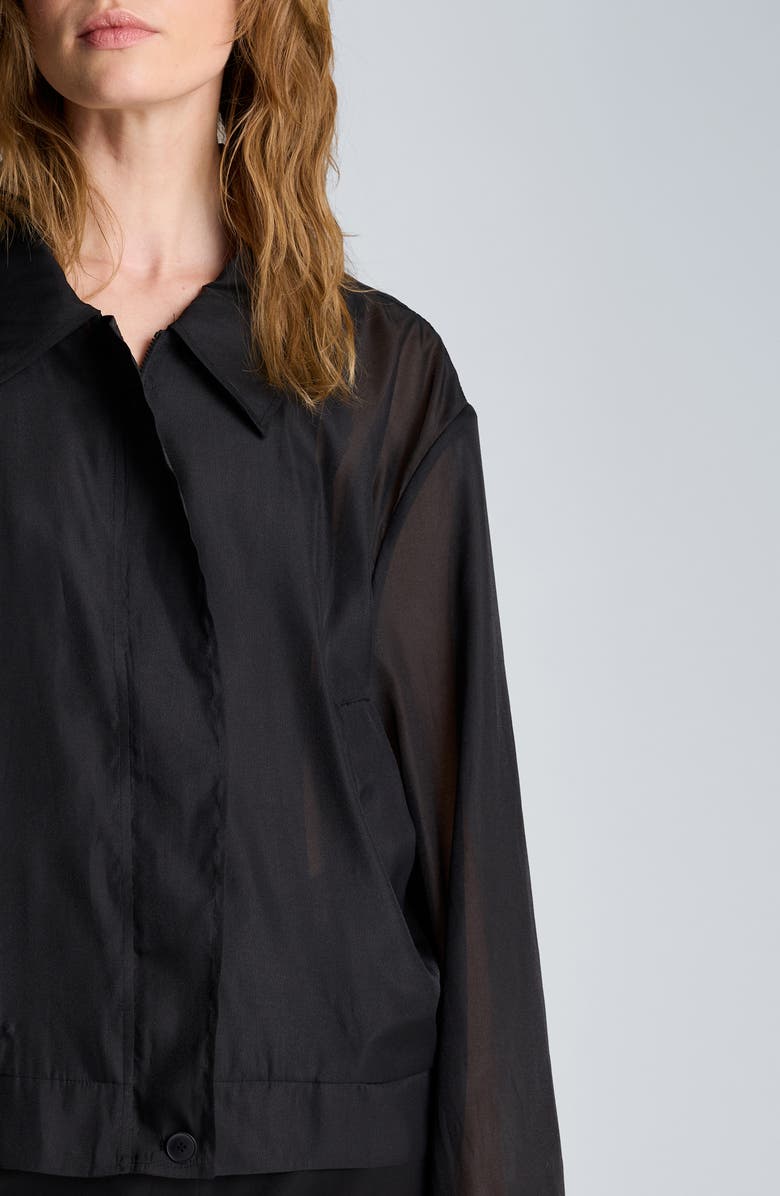 Kenneth Cole Sheer Sleeve Bomber Jacket, Alternate, color, Black