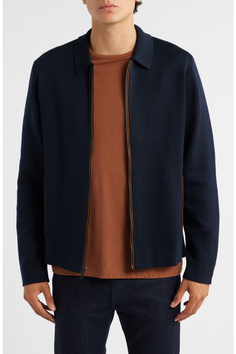 Collared Zip-Up Cardigan, Main, color, NAVY