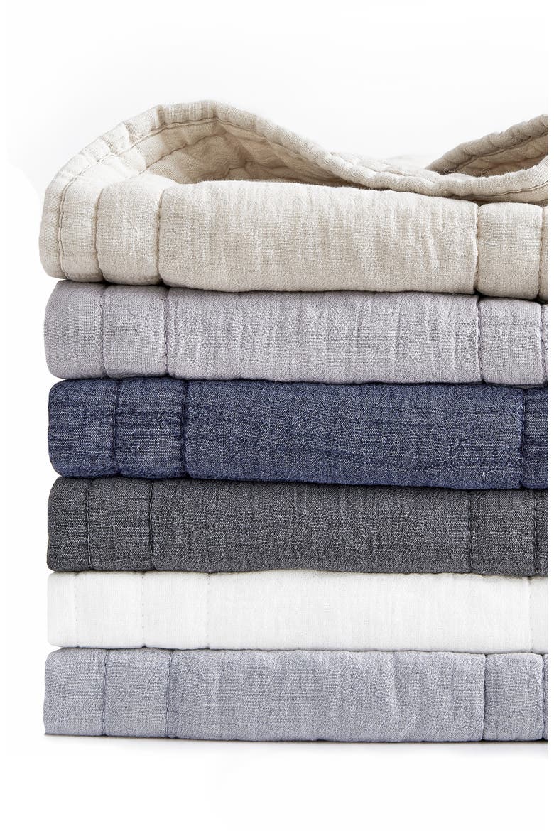 Stone Washed Cotton Quilt & Sham Set, Alternate, color, WHITE