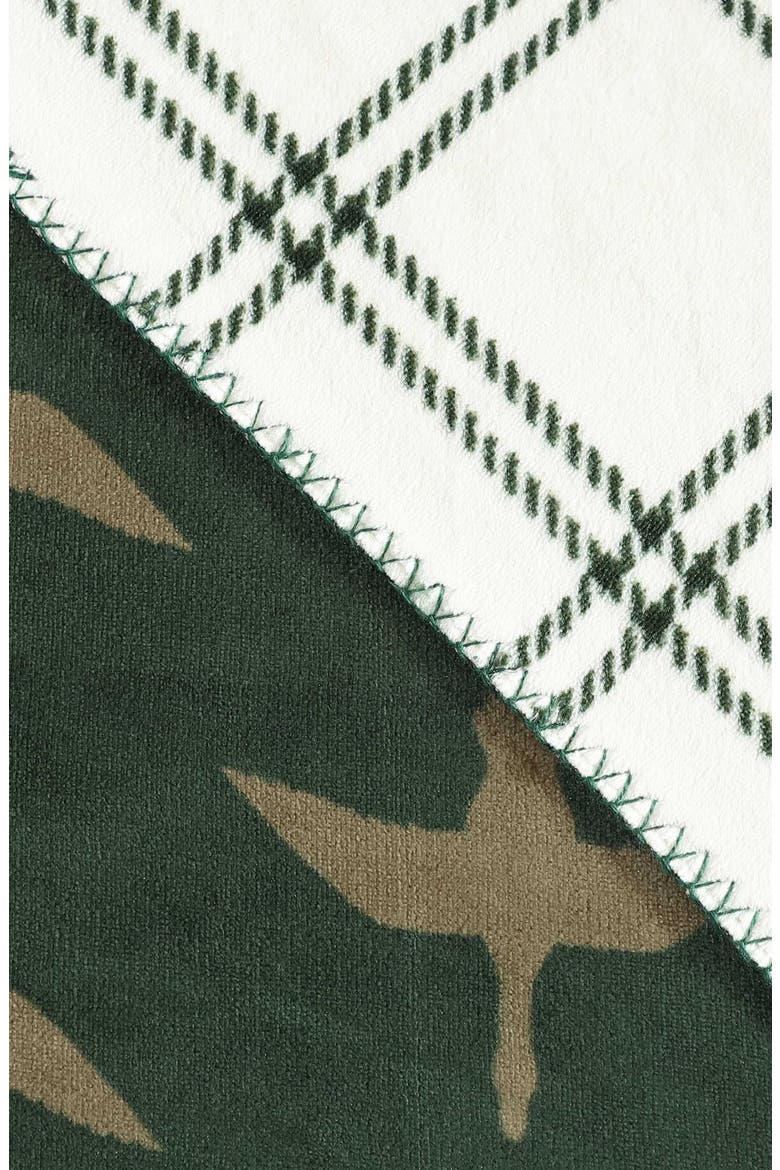 Geese Reversible Flannel Throw Blanket, Alternate, color, GREEN