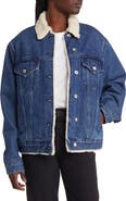 rag & bone Faux Shearling Lined Oversize Denim Jacket