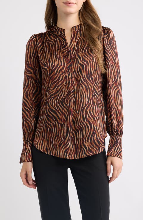 Pleat Front Split Neck Top