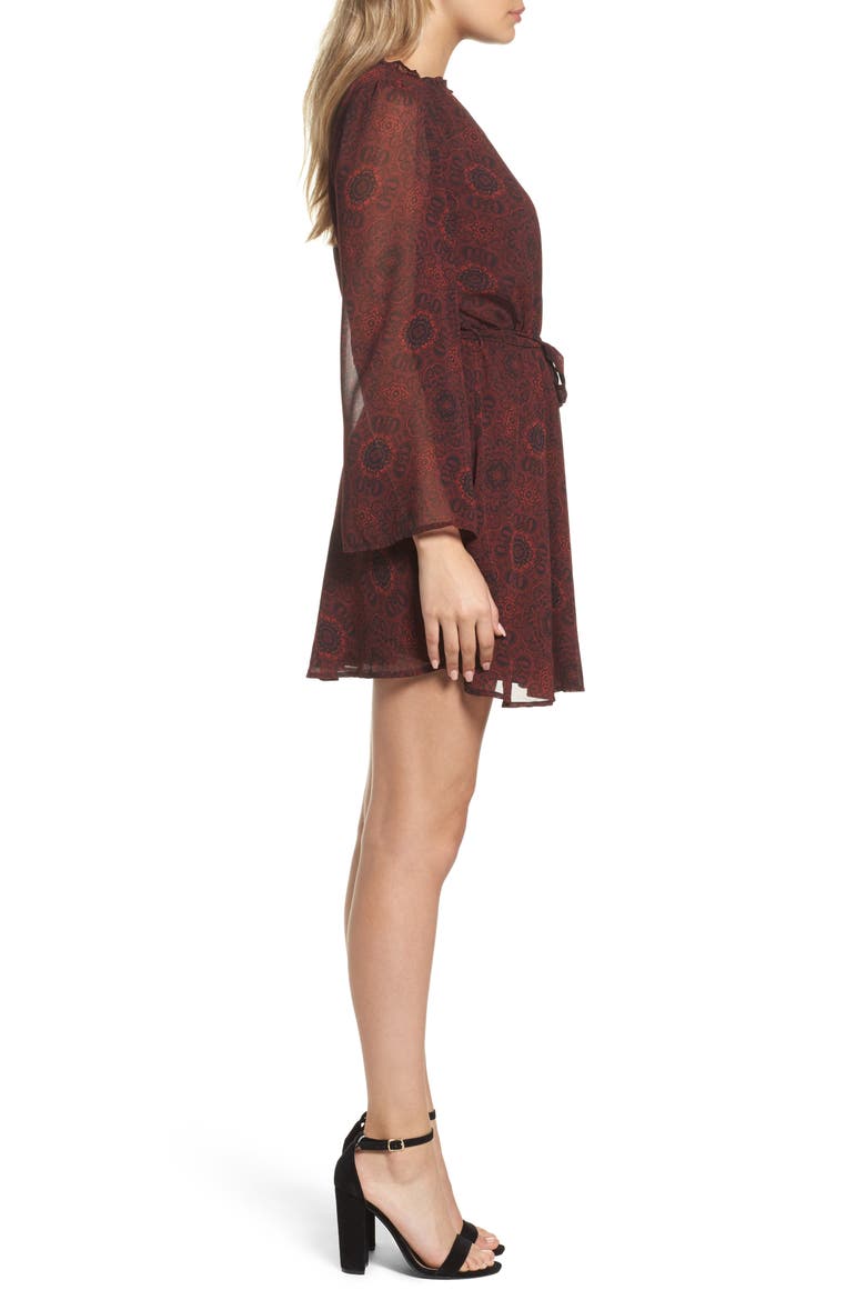 BB Dakota Branton Fit & Flare Dress, Alternate, color, BORDEAUX