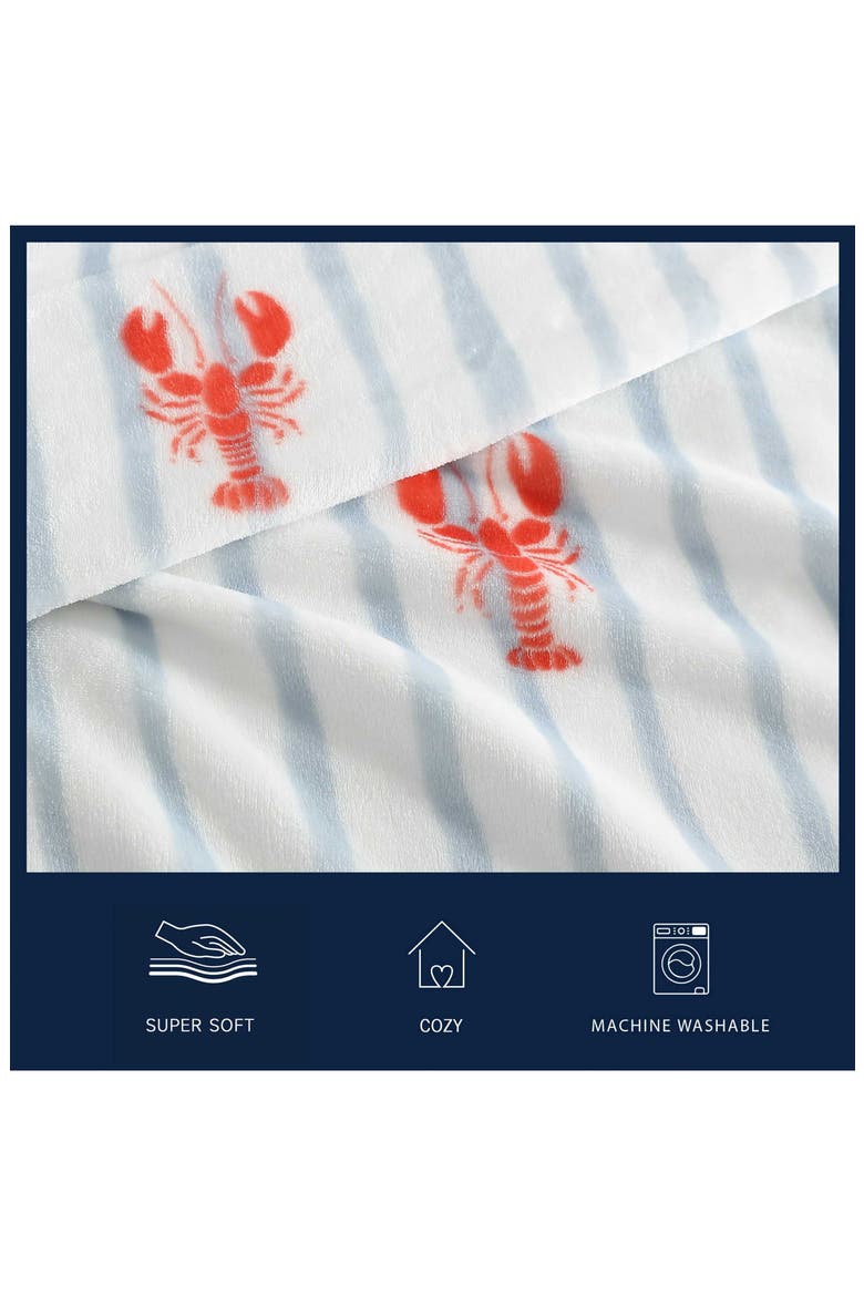 Lobster Watercolor Stripes Microfiber Blanket, Alternate, color, LIGHT / MEDIUM BLUE