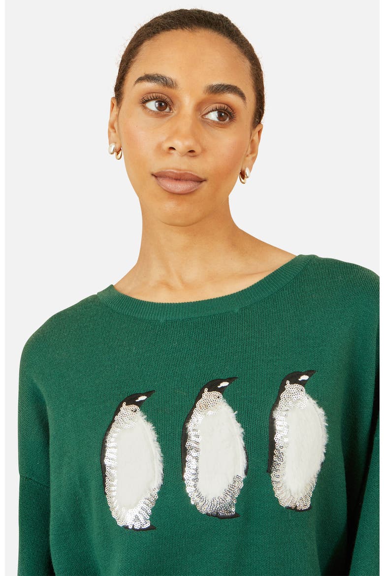 Penguin Knitted Jumper, Alternate, color, Green