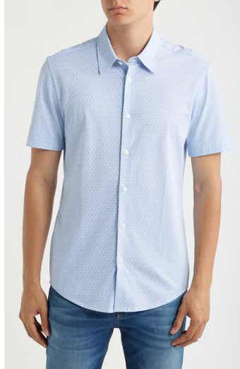 P-Roan Slim Fit Micropattern Short Sleeve Button-Up Shirt