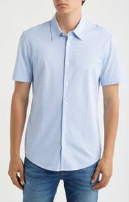 BOSS P-Roan Slim Fit Micropattern Short Sleeve Button-Up Shirt