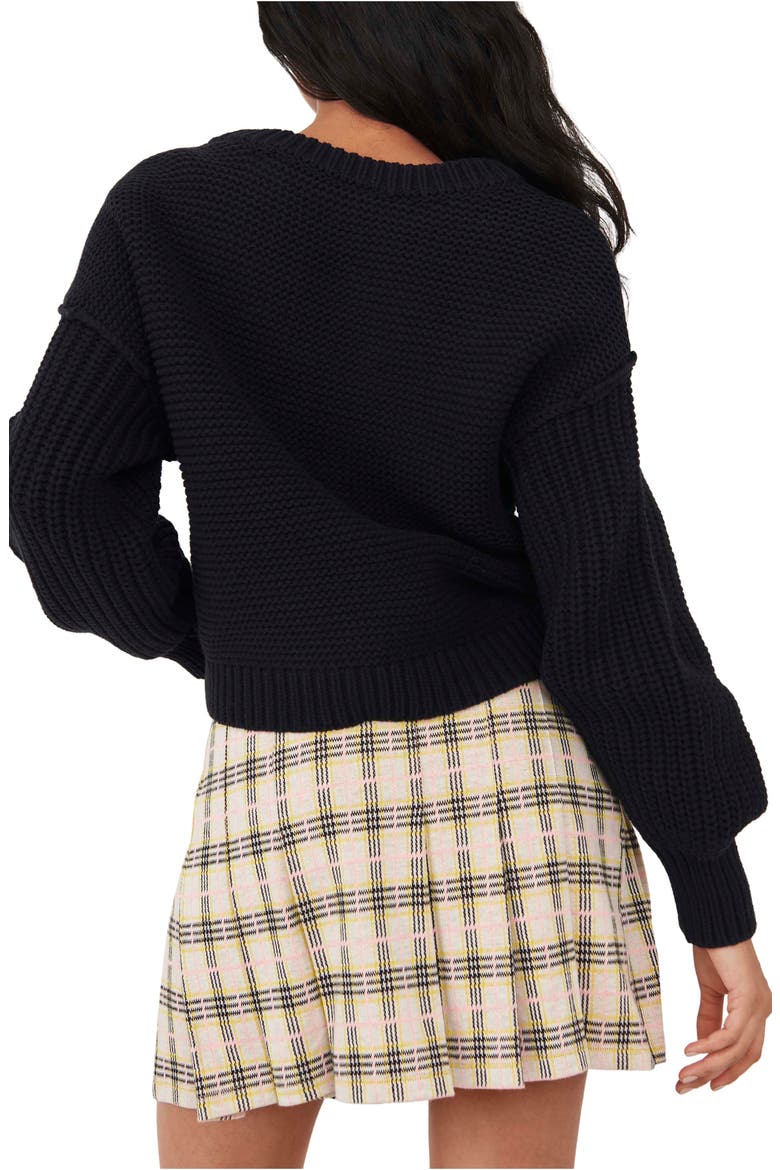 Dream Cable Crewneck Sweater, Alternate, color, BLACK
