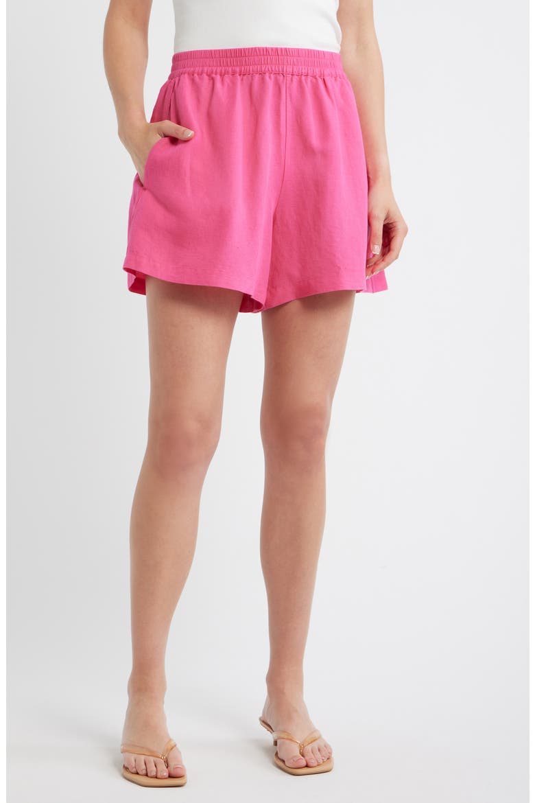 Linen Blend Shorts, Main, color, MAGENTA