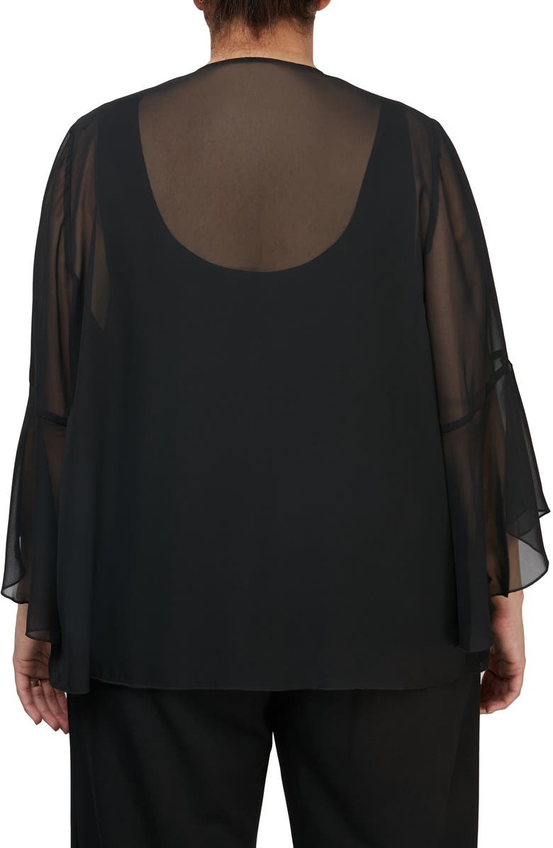 Alex Evenings Bell Sleeve Chiffon Cover-Up Jacket, Alternate, color, 