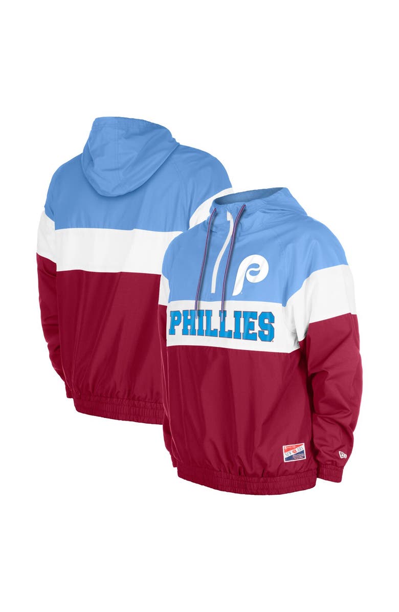 New Era Men's New Era Burgundy Philadelphia Phillies Ripstop Raglan Quarter-Zip Hoodie Windbreaker Jacket, Main, color, Burgundy