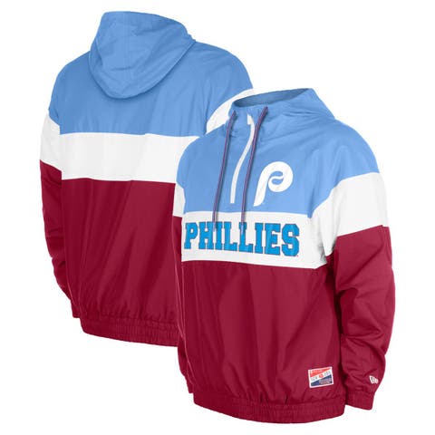 Men's New Era Burgundy Philadelphia Phillies Ripstop Raglan Quarter-Zip Hoodie Windbreaker Jacket