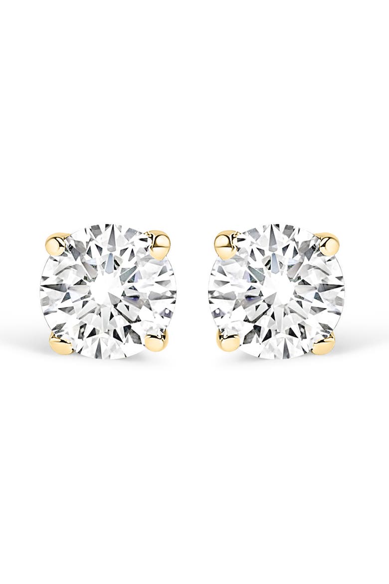 14K Gold 1/2 Cttw Round Lab Grown Diamond Solitaire Stud Earrings, Alternate, color, Yellow