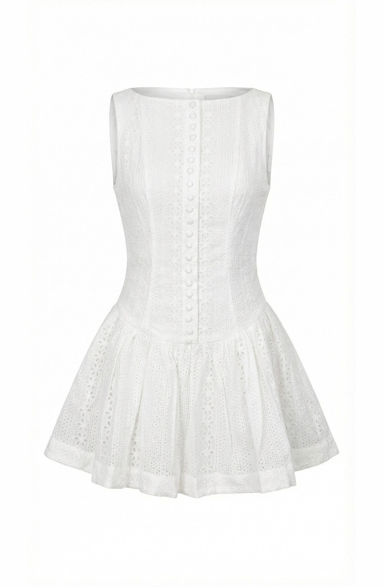 Modenaire Sleeveless Eyelet Mini Dress, Alternate, color, White