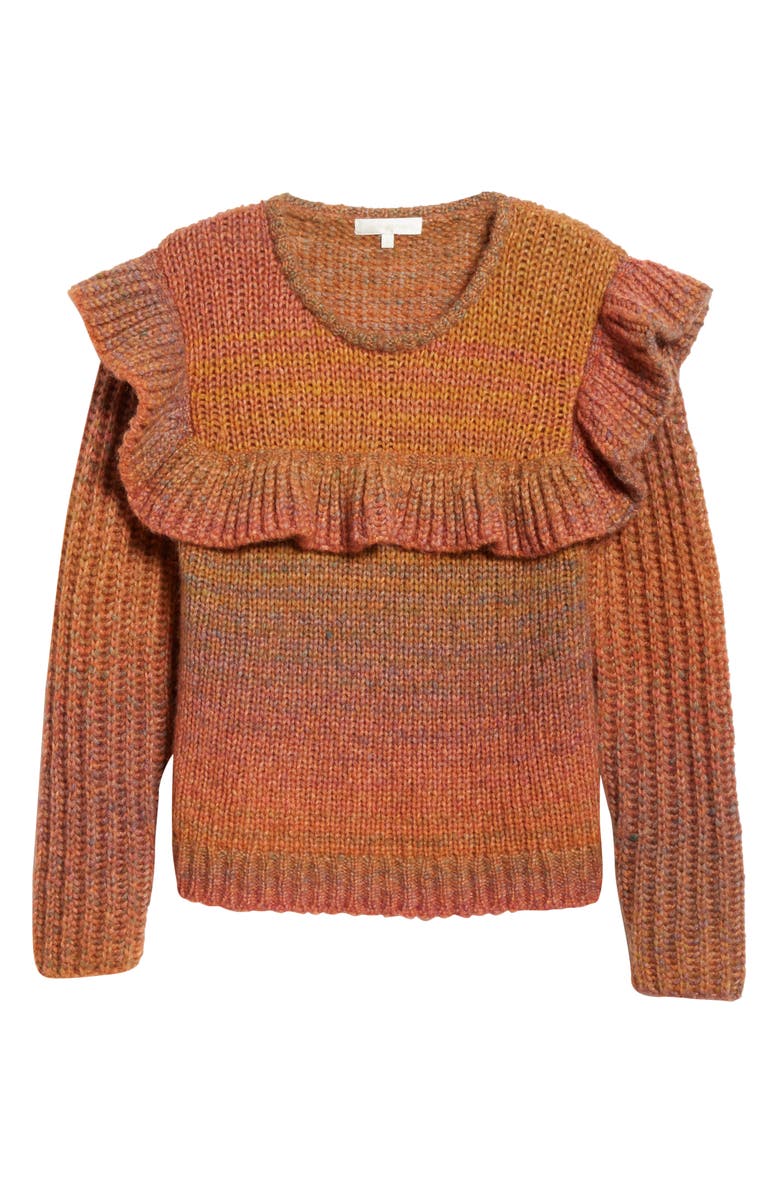 LoveShackFancy Yumi Ruffle Detail Alpaca & Merino Wool Blend Sweater, Alternate, color, 