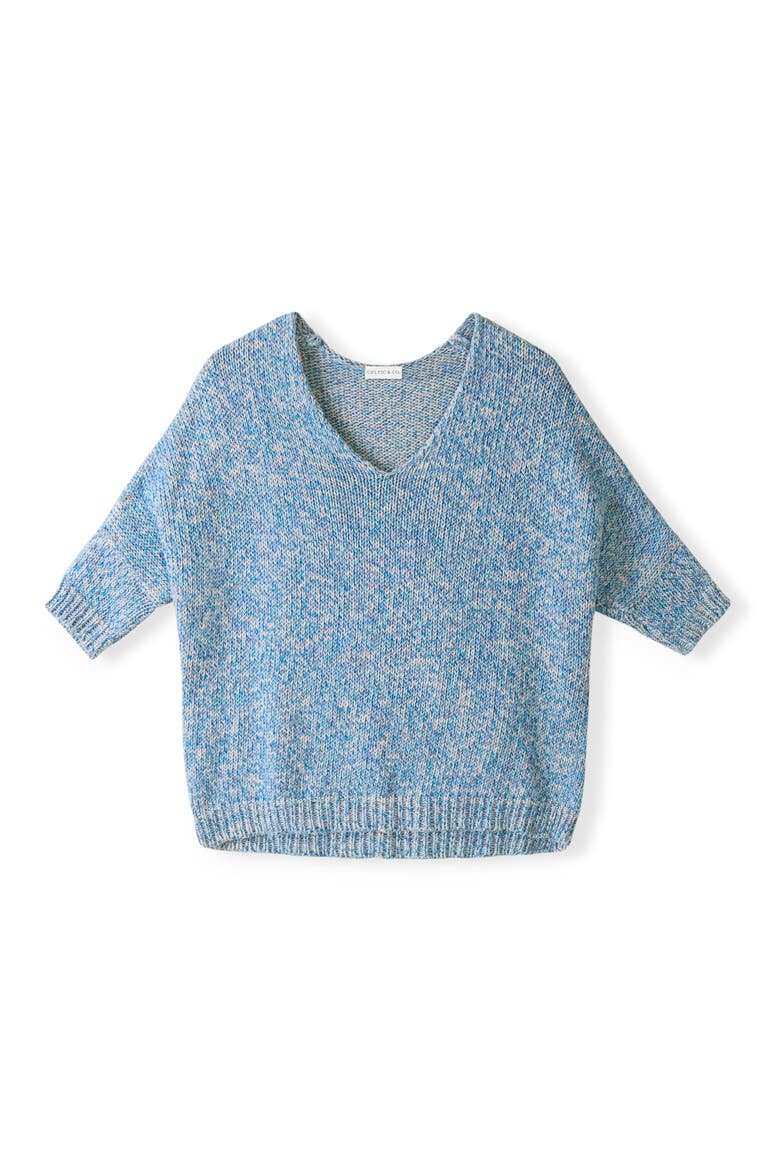 Yarn Twist V-Neck Slouch Sweater, Main, color, COBALT TWIST