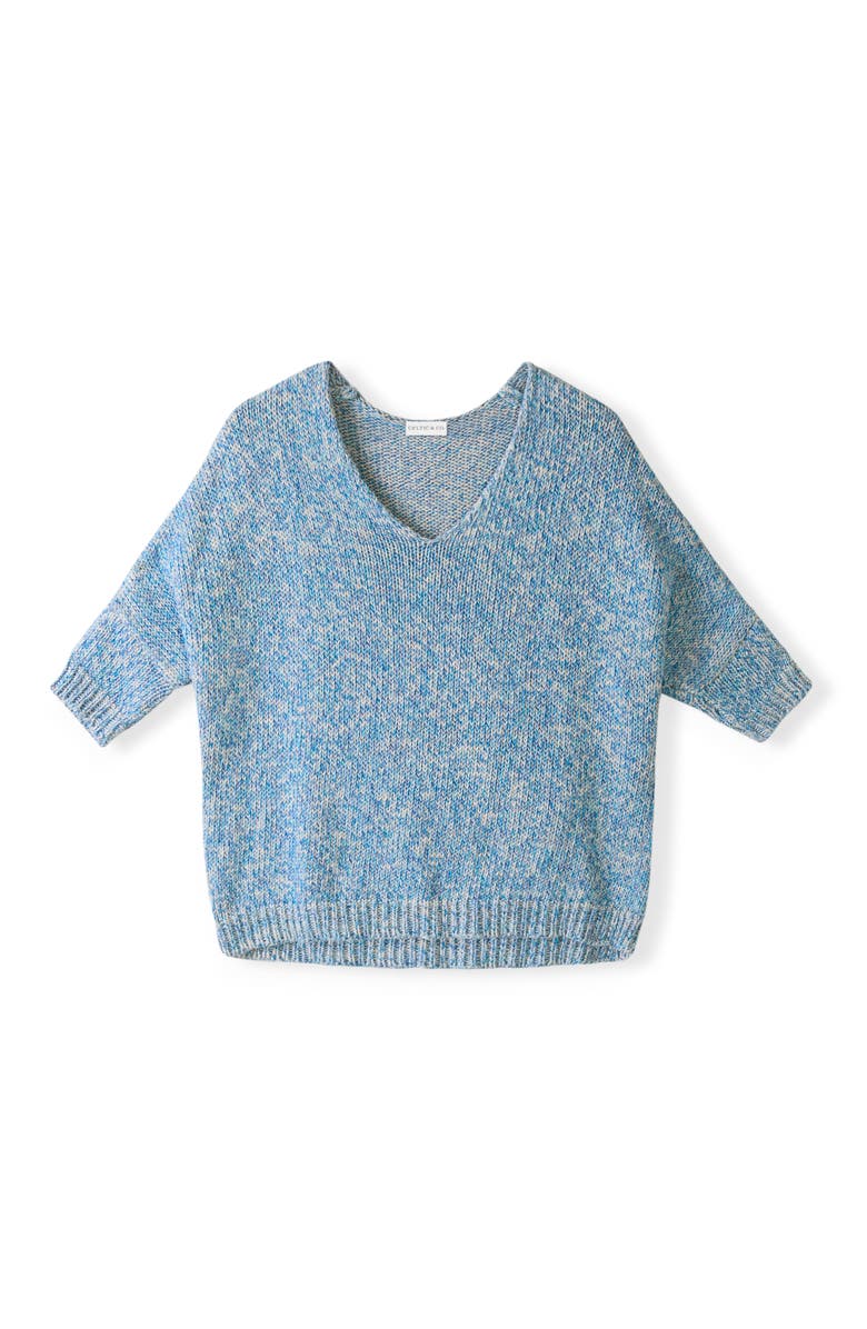 Celtic & Co. Yarn Twist V-Neck Slouch Sweater, Alternate, color, Cobalt Twist