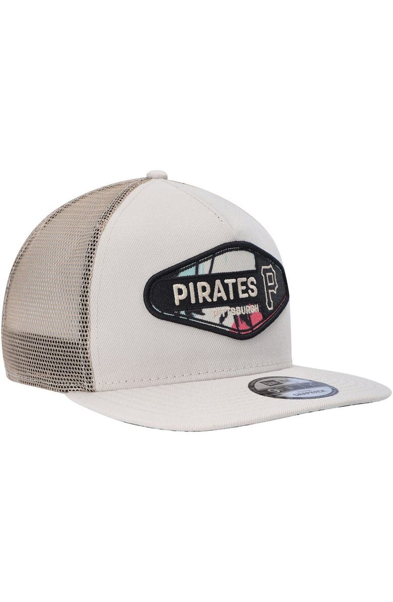 New Era Men's New Era Natural Pittsburgh Pirates Retro Beachin' Patch A-Frame Trucker 9FIFTY Snapback Hat, Alternate, color, Natural