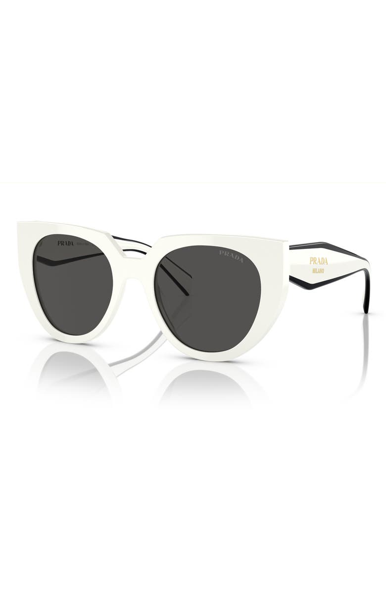 Prada 52mm Cat Eye Sunglasses, Alternate, color, Bone