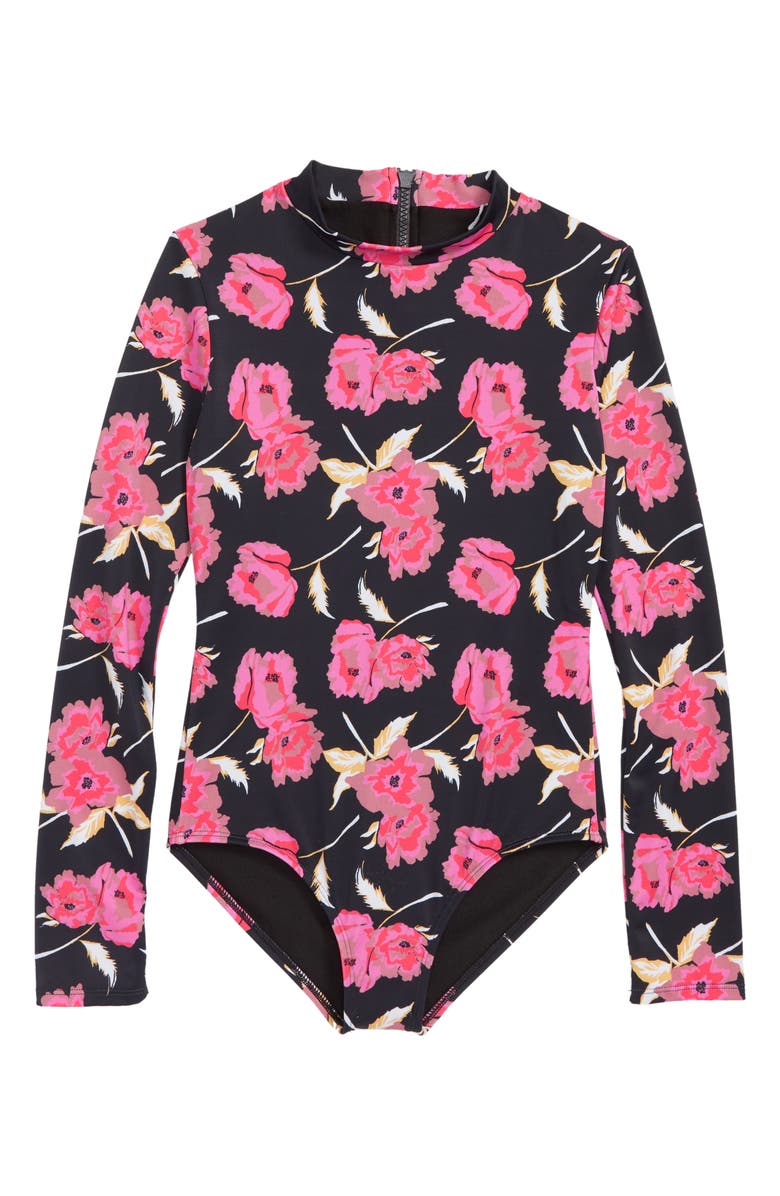 Billabong Floral Dawn One-Piece Rashguard Swimsuit, Main, color, 