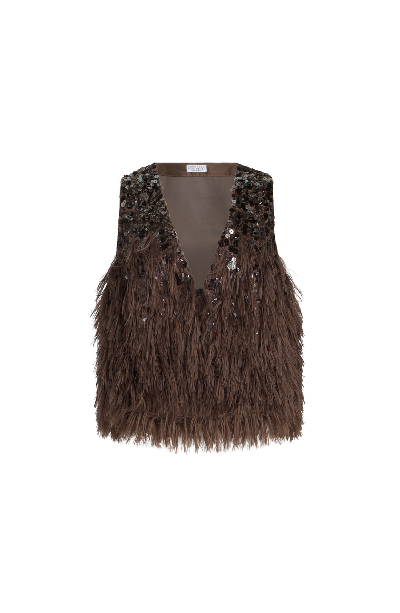 Brunello Cucinelli Dazzling dégradé vest, Main, color, Bark