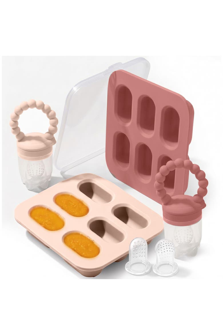 Safe Convenient Silicone Baby Fruit Feeders Dishwasher Safe Freezer Tray Set, Main, color, Pink