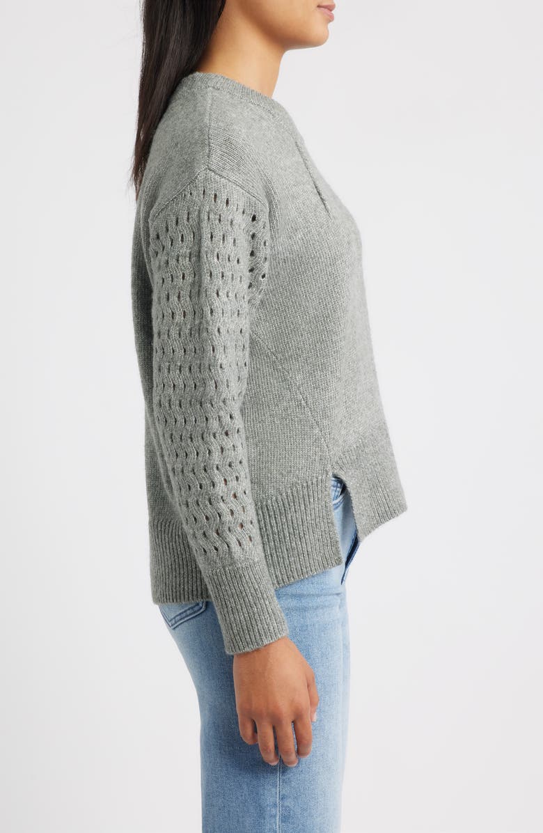CITY BLUES Open Stitch Sleeve Sweater, Alternate, color, Gray