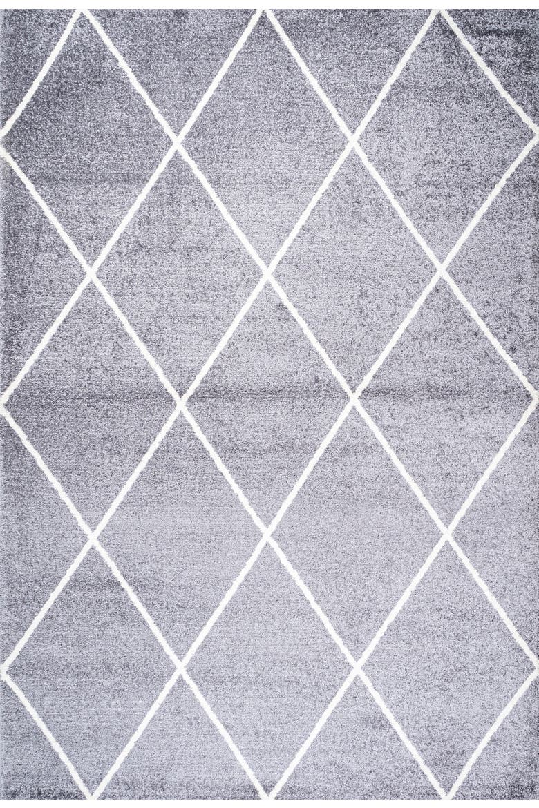 Cole Minimalist Diamond Trellis Area Rug, Main, color, Gray/White