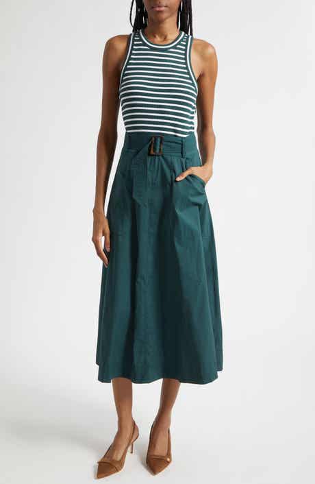 Jordyn Mixed Media Stretch Cotton Midi Dress
