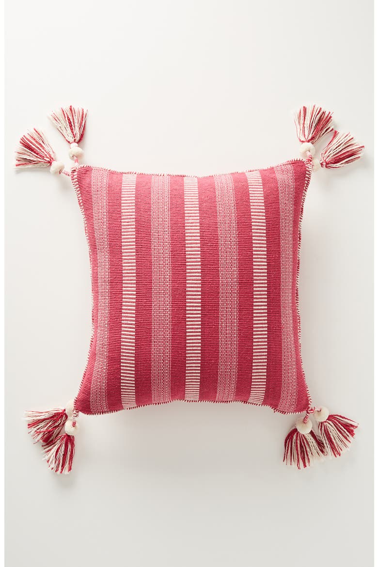Anthropologie Ramona Stripe Tassel Accent Pillow, Main, color, PINK