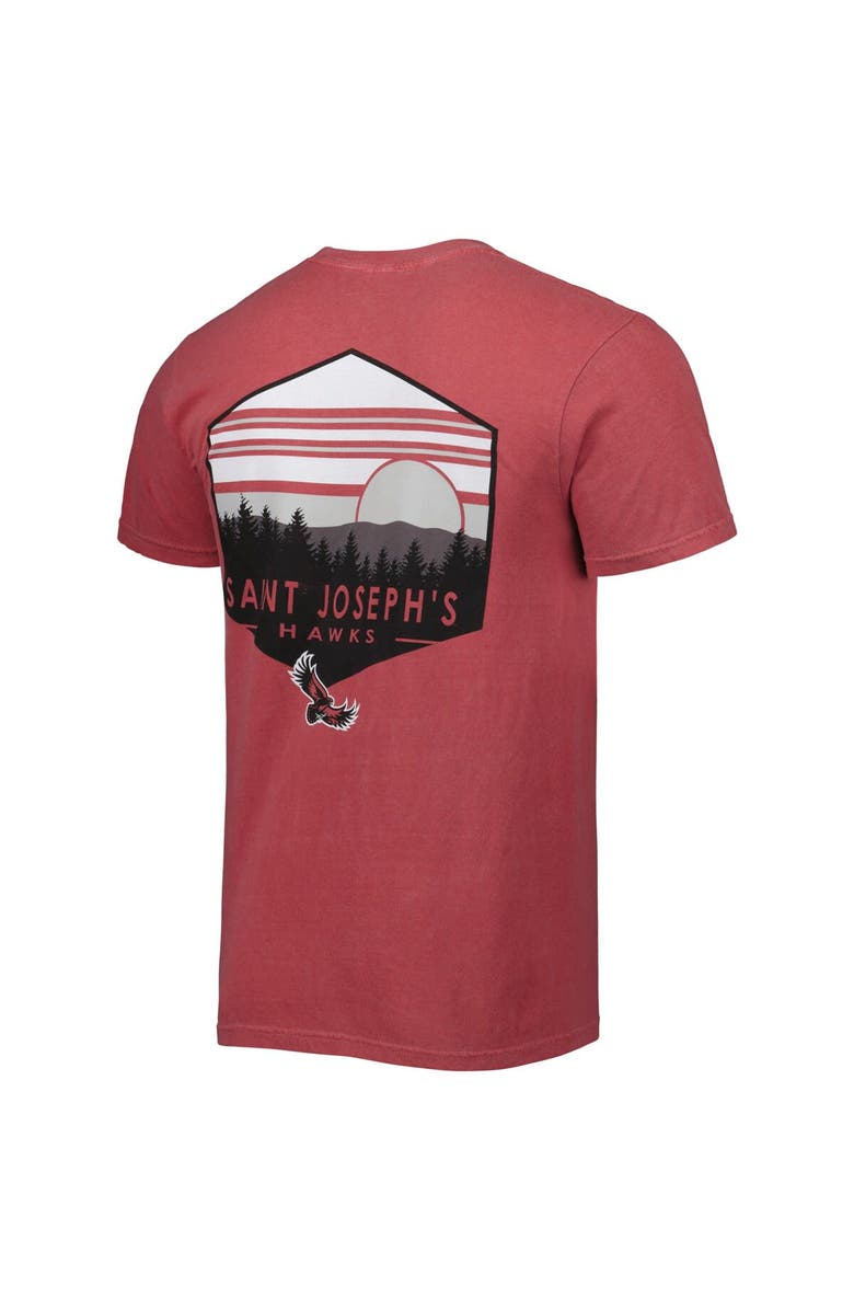 IMAGE ONE Men's Crimson Saint Joseph's Hawks Landscape Shield T-Shirt, Alternate, color,