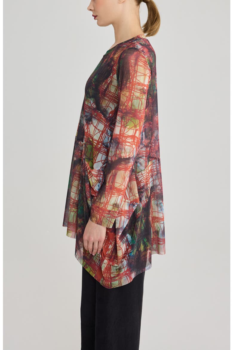 Clemence Printed Mesh Tunic, Alternate, color, Multi-Brown