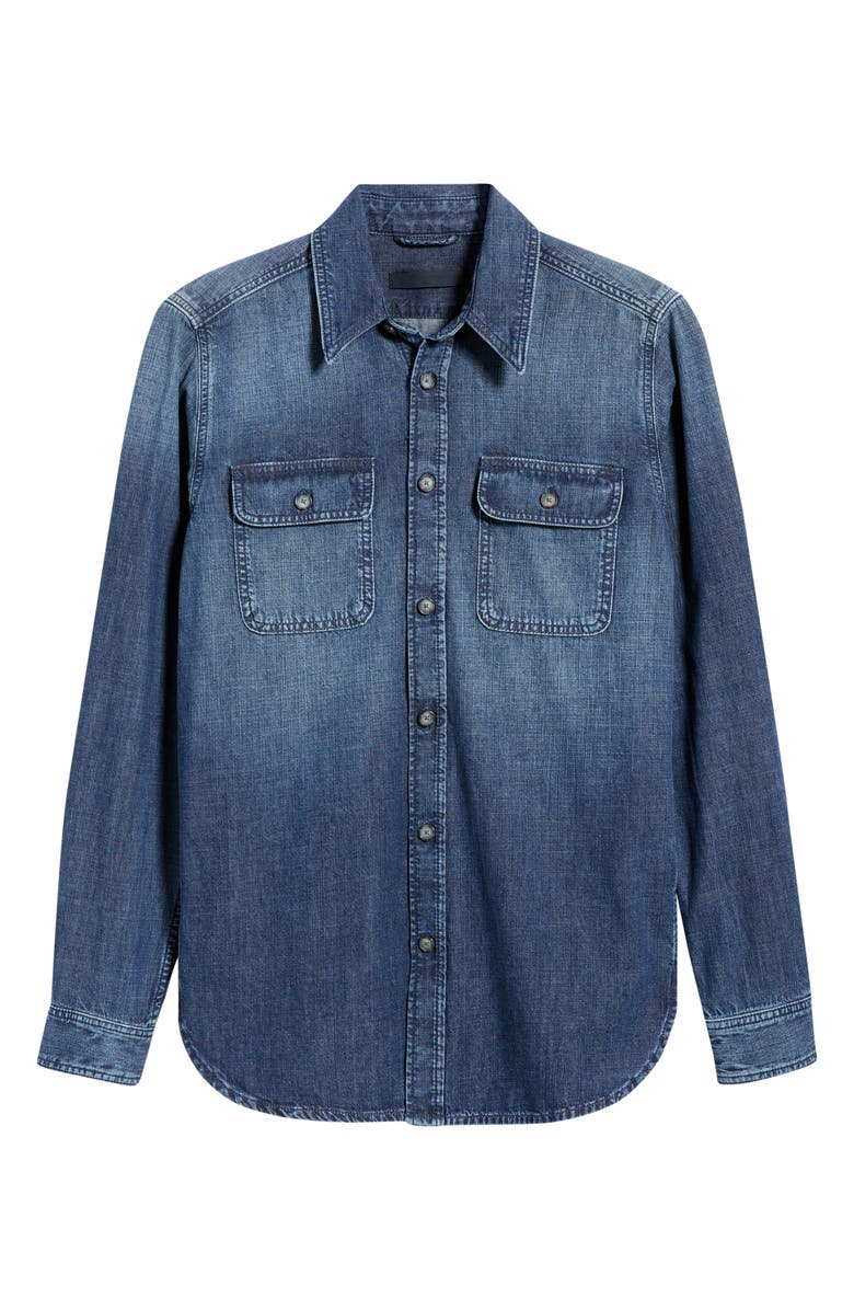 BOSS x Beckham Denim Button-Up Shirt, Alternate, color, Medium Blue