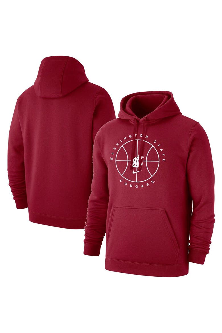 Men's Nike Crimson Washington State Cougars Basketball Icon Club Fleece Pullover Hoodie, Alternate, color, Crimson