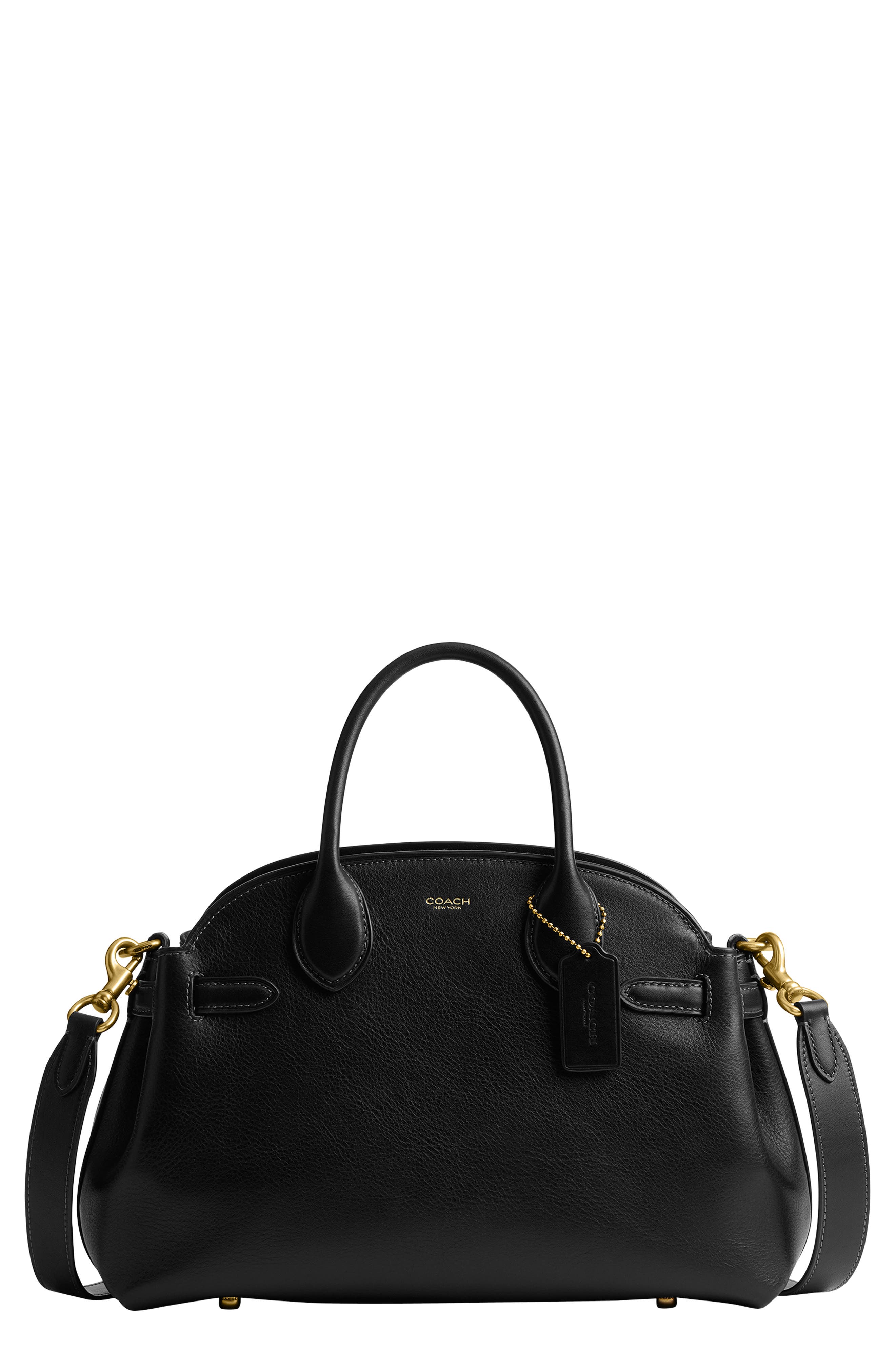 COACH Empire 28 Soft Leather Carryall Satchel, Main, color, Black