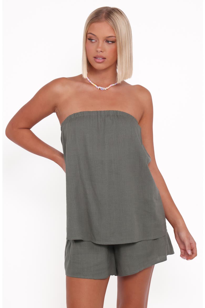 Karlen Strapless Romper, Alternate, color, PALM GREEN
