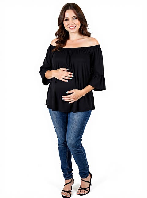 Bell Sleeve Loose Fit Maternity Tunic Top