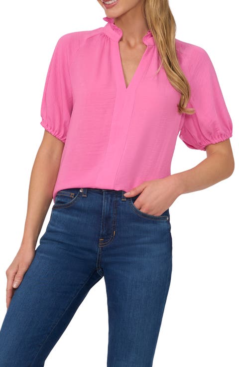 Ruffle Split Neck Blouse