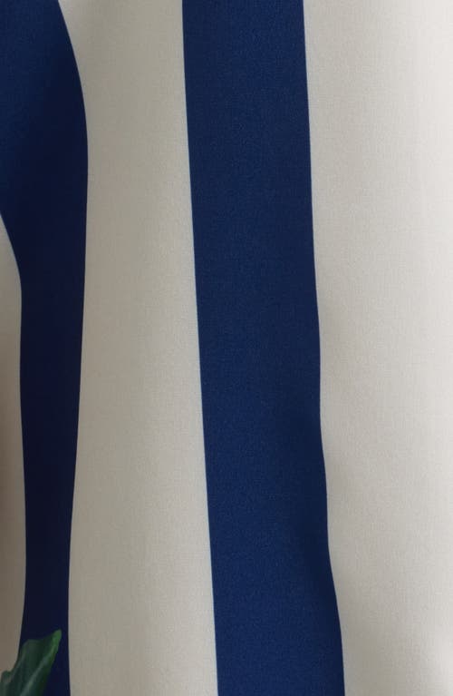 Mavrans Stripe Palm Frond Short Sleeve Performance Button-up Shirt