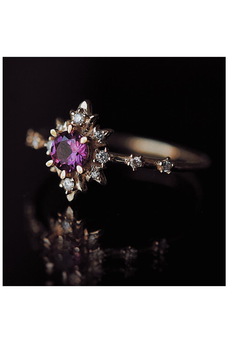Spectral Termina Rhodolite & Diamond Ring, Alternate, color, GOLD