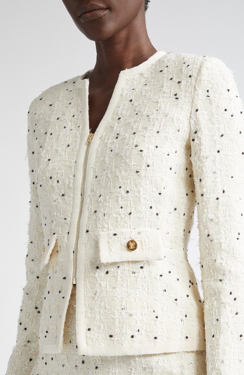 Giambattista Valli Polka Dot Tweed Jacket, Alternate, color, Ivory