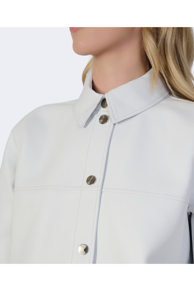 Frankie Leather Shirt Jacket, Alternate, color, White