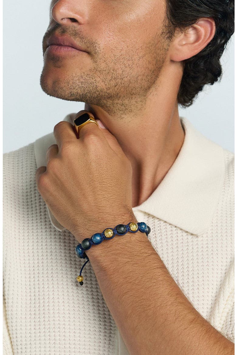 Black Blue Ceramic Gold Beaded Bracelet, Alternate, color, Black / Blue / Gold