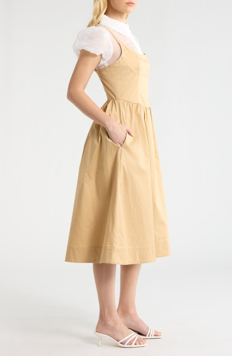 ASTR the Label Carrington Mixed Media Midi Dress, Alternate, color, Khaki White