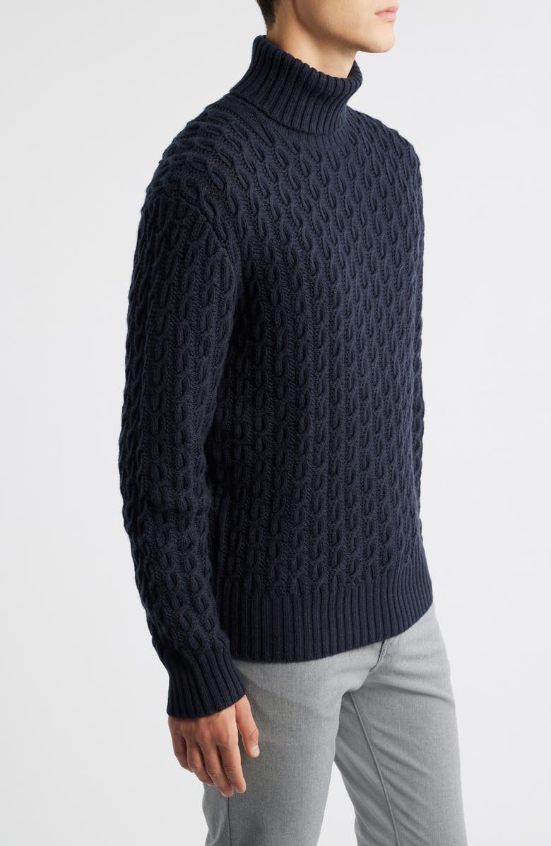 BOSS x Beckham Herrero Wool & Cashmere Cable Sweater, Alternate, color, Dark Blue