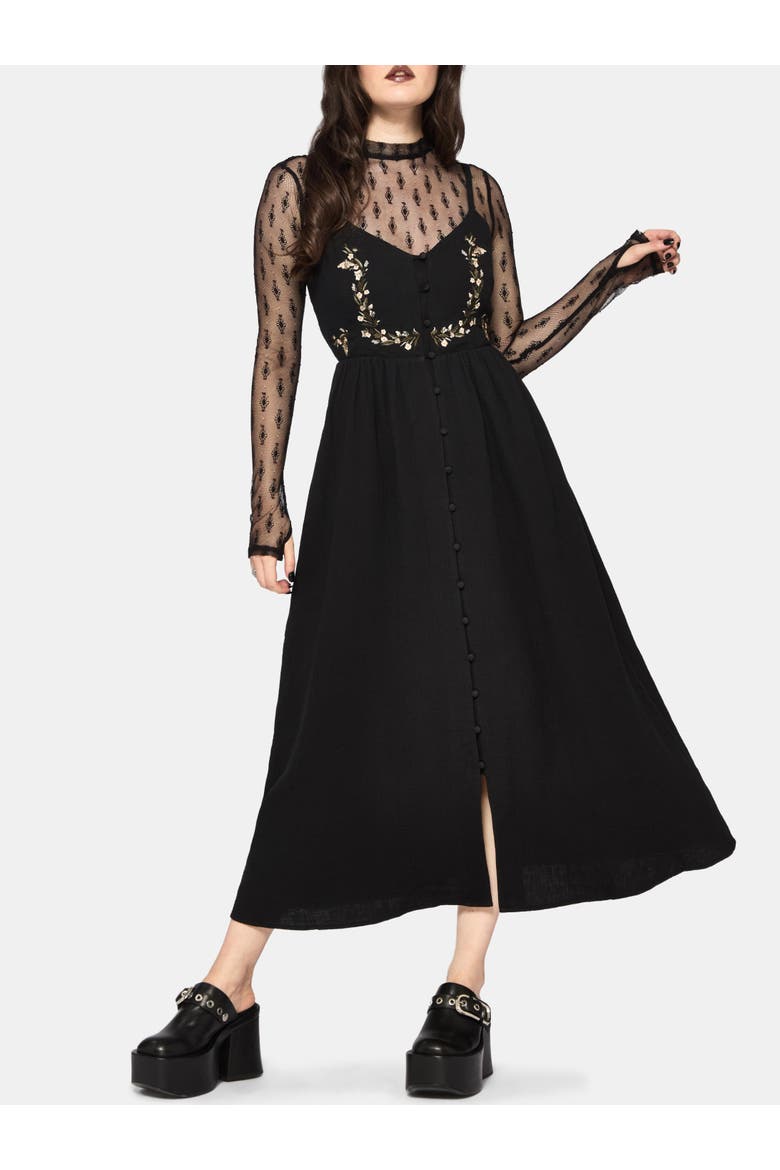 Abundance Cotton Floral Dress, Main, color, Black