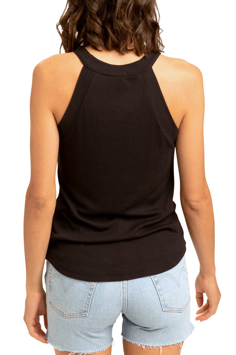Maresia Feather Ribbed Tank, Alternate, color, BLACK