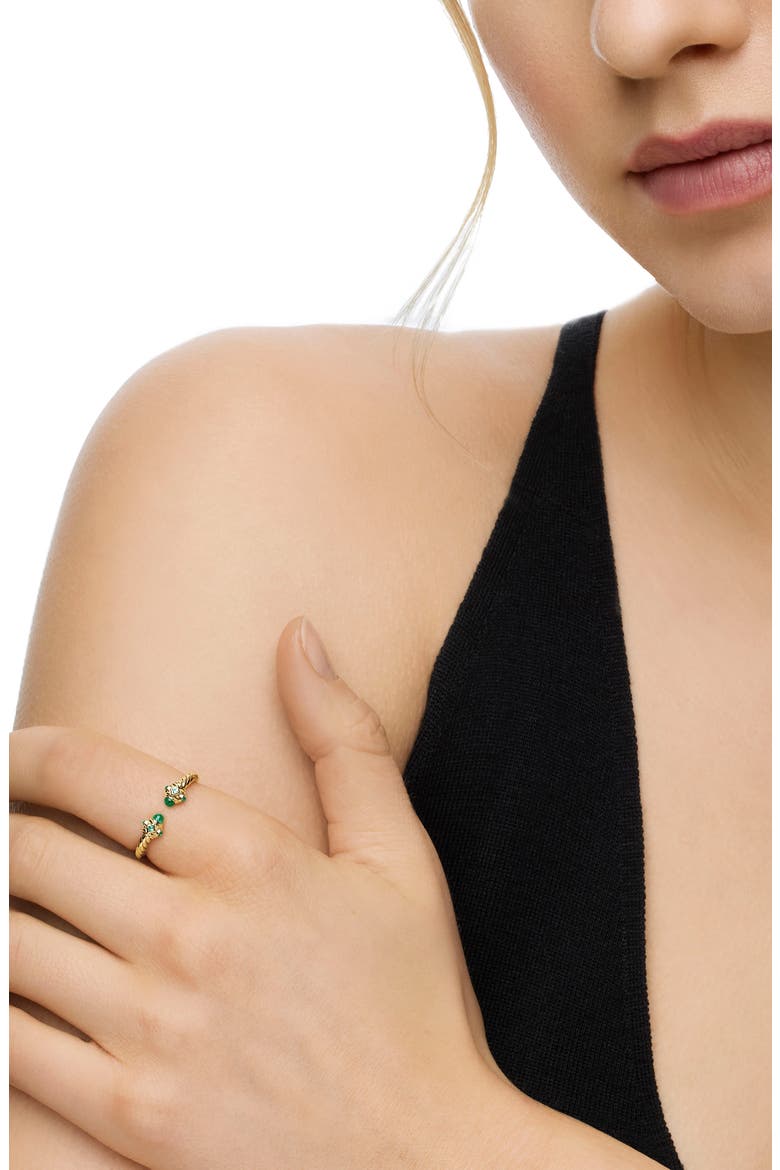 Renaissance Full Pavé Ring in 18K Gold, Alternate, color, EMERALD